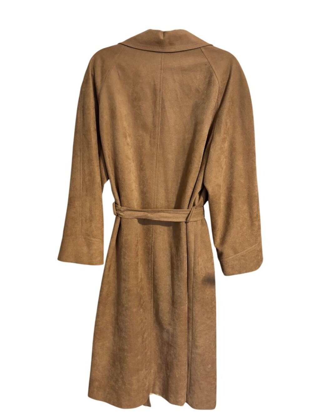 Foxland By Lanson Tan Wrap Trench Coat Belted Made In USA Union Label Vintage M - Picture 2 of 13